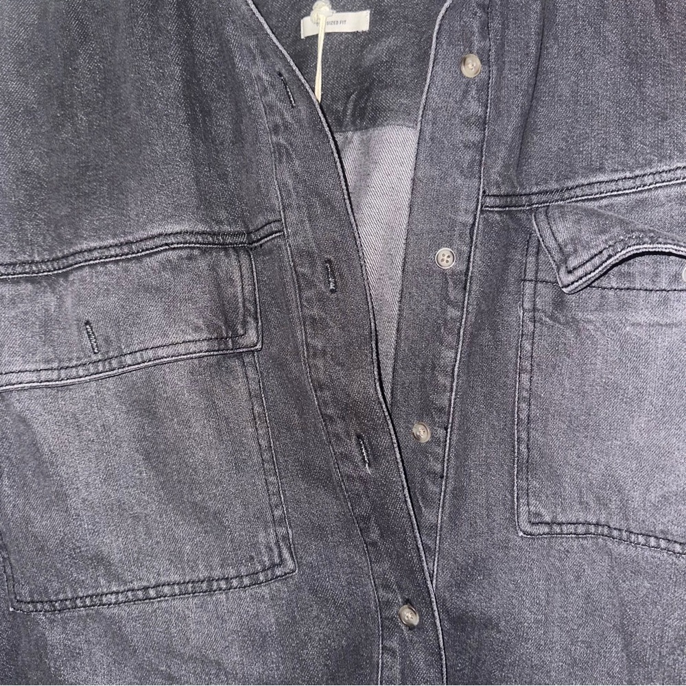 Universal Thread Gray Button Down Oversized Denim Shirt Jacket XXL Gray